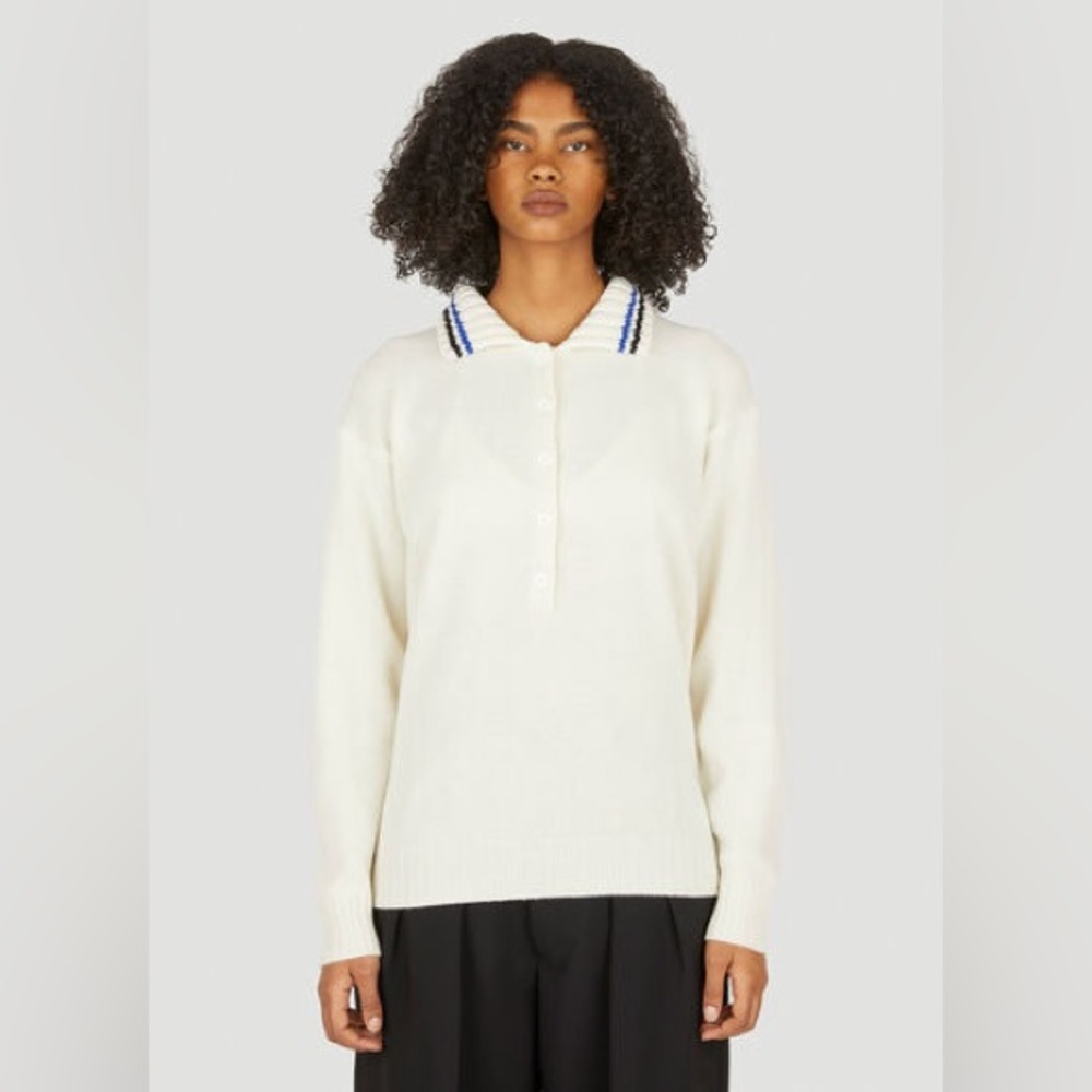 Plan C Striped Collar Polo Sweater